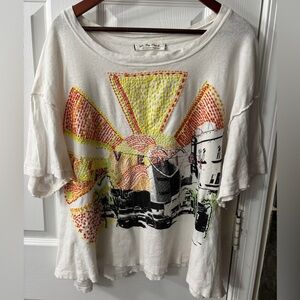 We The Free White Tee with Yellow and Orange Sunburst